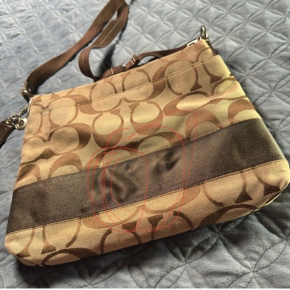 Coach Tan and Brown Crossbody Bag with Signature Monogram - Picture 8 of 8